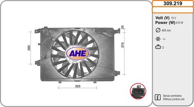 Вентилятор, охлаждение двигателя AHE 309.219 для ALFA ROMEO 159