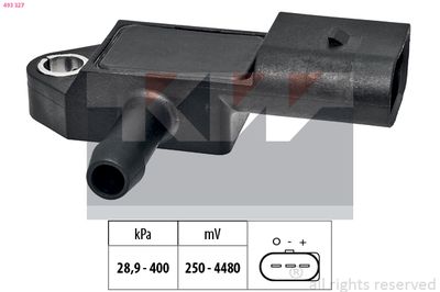 Senzor, tlak výfukového plynu KW 493 327
