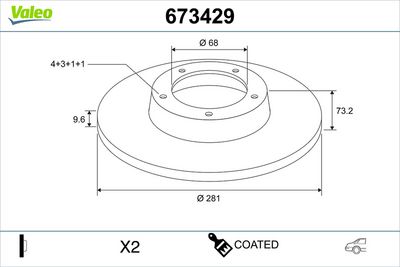 спирачен диск VALEO 673429