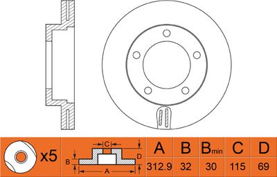 Тормозной диск FIT FR0336V для LEXUS LX