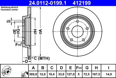 Тормозной диск ATE 24.0112-0199.1 для FIAT FREEMONT