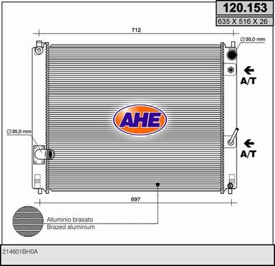 AHE 120.153 Радиатор охлаждения двигателя  для INFINITI  (Инфинити Еx)