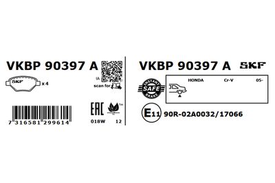 Brake Pad Set, disc brake VKBP 90397 A