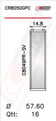 Черупка на биелен лагер KING CR8050GPC
