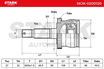 каре комплект, полуоска STARK SKJK-0200120