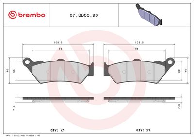 Brake pads Voor, beoogd gebruik: oe gelijkwaardig, materiaal: sinter-90, 40,1x108,5x7,6mm