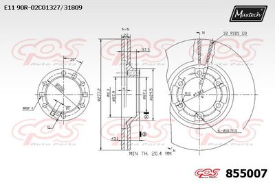 Тормозной диск MAXTECH 855007 для MITSUBISHI L300