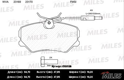 Комплект тормозных колодок, дисковый тормоз MILES E100128 для CITROËN ZX