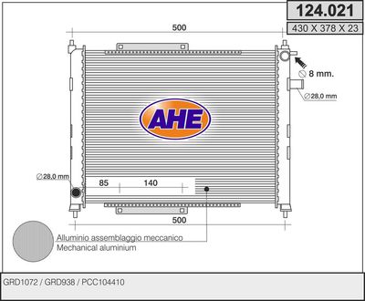 AHE 124.021 Радиатор охлаждения двигателя  для ROVER COUPE (Ровер Коупе)