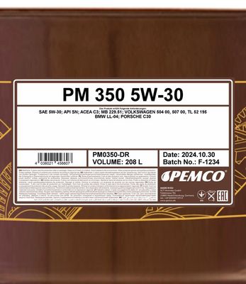 PEMCO - Motorový olej 350 5W30 208L
