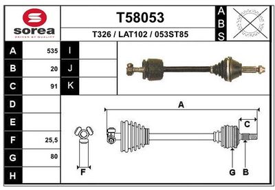 Приводной вал EAI T58053 для AUTOBIANCHI A