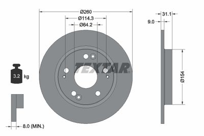 Тормозной диск TEXTAR 92224103 для HONDA CR-Z