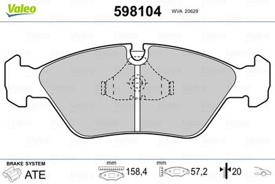 Комплект тормозных колодок, дисковый тормоз VALEO 598104 для FERRARI 208/308