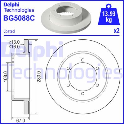 DELPHI BG5088C Тормозные диски  для NISSAN CABSTAR (Ниссан Кабстар)