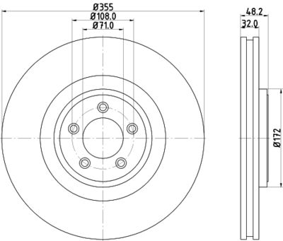 Тормозной диск HELLA 8DD 355 129-071 для JAGUAR XJ