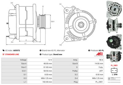 GENERATOR / ALTERNATOR AS-PL A0597S 4