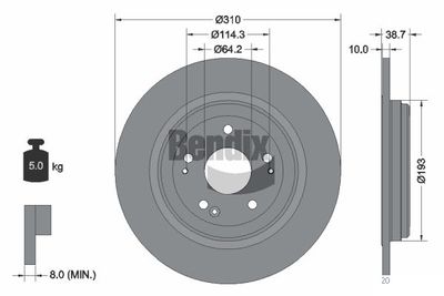 BENDIX Braking BDS2108 Тормозные диски  для HONDA CR-V (Хонда Кр-в)