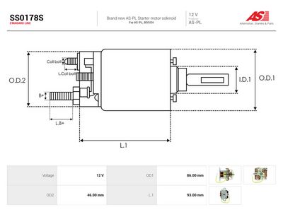 Solenoid, startmotor AS-PL SS0178S
