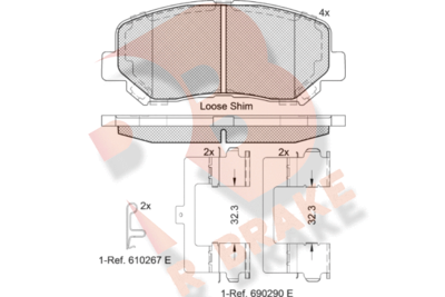 Комплект тормозных колодок, дисковый тормоз R BRAKE RB2055 для MAZDA CX-5