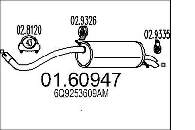 MTS 01.60947 Глушитель выхлопных газов  для SEAT CORDOBA (Сеат Кордоба)