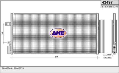 AHE 43497 Радиатор кондиционера  для CHEVROLET AVEO (Шевроле Авео)
