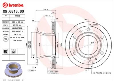 Bromsskiva BREMBO 09.6813.60