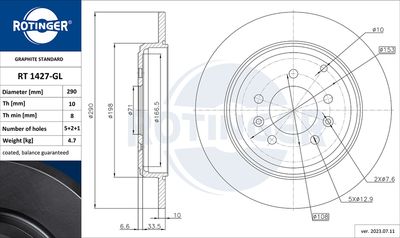 спирачен диск ROTINGER RT 1427-GL