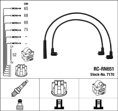 Комплект проводов зажигания NGK 7170 для RENAULT MASTER