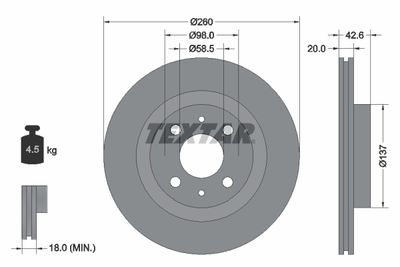 TEXTAR 92112100 Тормозные диски  для LADA KALINA (Лада Kалина)