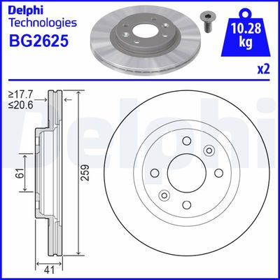 Tarcza hamulcowa DELPHI BG2625