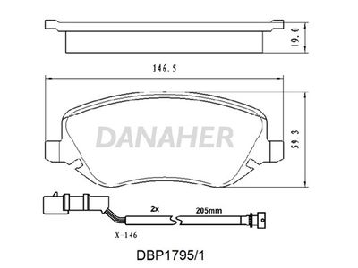 Комплект тормозных колодок, дисковый тормоз DANAHER DBP1795/1 для LANCIA THESIS