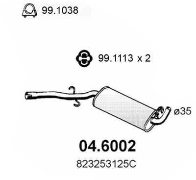 ASSO 04.6002 Глушитель выхлопных газов  для AUDI 80 (Ауди 80)