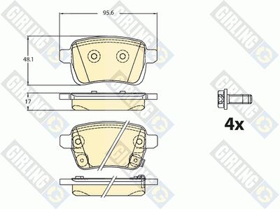 Комплект тормозных колодок, дисковый тормоз GIRLING 6120931 для OPEL ADAM