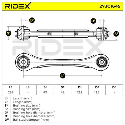 носач, окачване на колелата RIDEX 273C1645