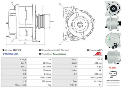 GENERATOR / ALTERNATOR AS-PL A2099PR 4