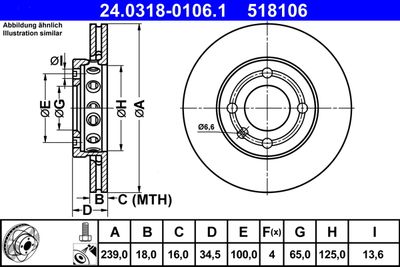 Тормозной диск ATE 24.0318-0106.1 для SEAT AROSA