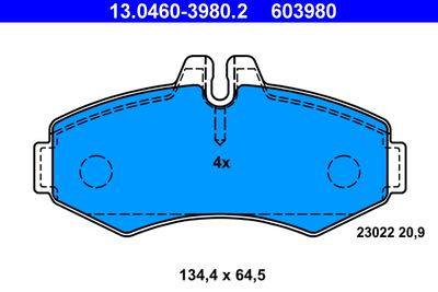 Комплект тормозных колодок, дисковый тормоз ATE 13.0460-3980.2 для MERCEDES-BENZ V-CLASS