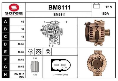 GENERATOR / ALTERNATOR SNRA BM8111