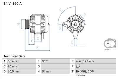 GENERATOR / ALTERNATOR BOSCH 0986080580