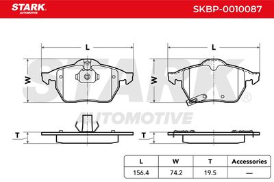 комплект спирачно феродо, дискови спирачки STARK SKBP-0010087