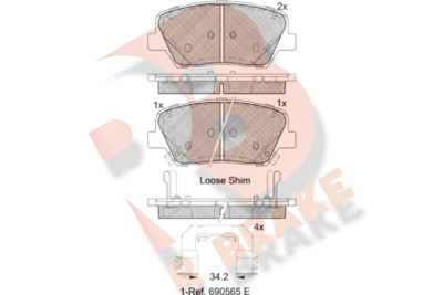 Комплект тормозных колодок, дисковый тормоз R BRAKE RB2147-203 для KIA SELTOS