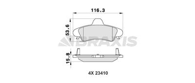Комплект тормозных колодок, дисковый тормоз BRAXIS AB0192 для FORD COUGAR
