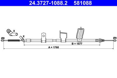 Тросик, cтояночный тормоз ATE 24.3727-1088.2 для RENAULT KOLEOS