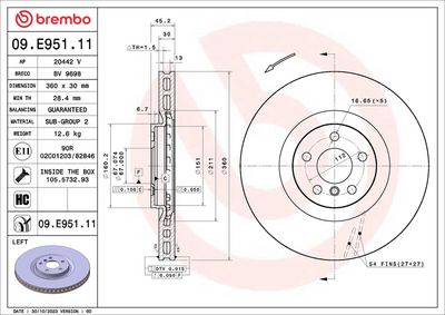 спирачен диск BREMBO 09.E951.11