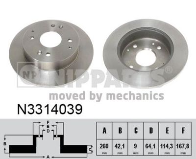 NIPPARTS N3314039 Тормозные диски  для HONDA (Хонда)
