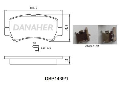 Комплект тормозных колодок, дисковый тормоз DANAHER DBP1439/1 для CHERY KIMO