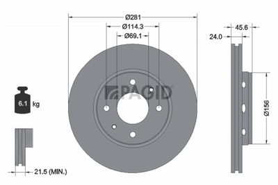 спирачен диск PAGID 50281NC