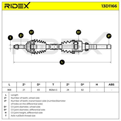 полуоска RIDEX 13D1166