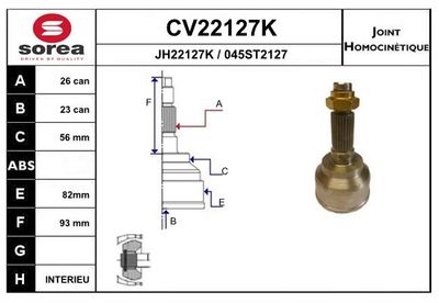 Sada kloubů, hnací hřídel EAI CV22127K