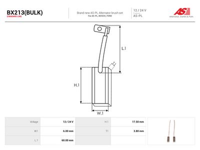 Kullbørste, dynamo AS-PL BX213(BULK)